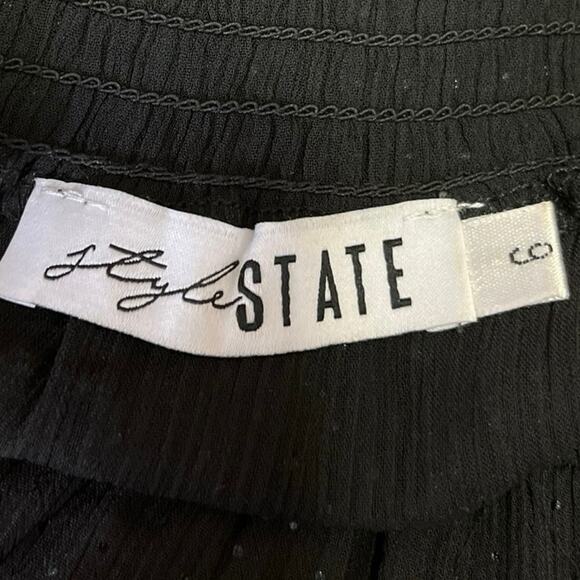 Style State Black Semi Sheer Turtleneck Smocked Long Sleeve Blouse Top Size 6 - Picture 4 of 5